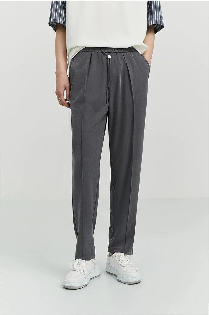 Slim Pleated Tapered Trousers with Pockets