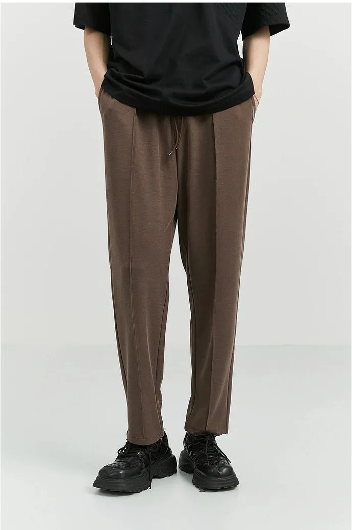 Slim Pleated Tapered Trousers with Pockets