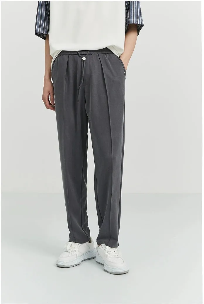Slim Pleated Tapered Trousers with Pockets