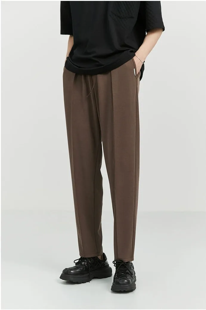 Slim Pleated Tapered Trousers with Pockets