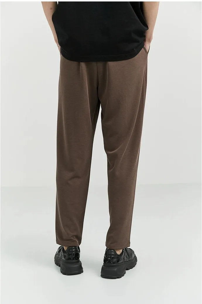 Slim Pleated Tapered Trousers with Pockets