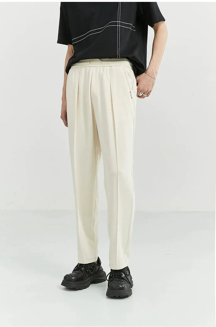 Slim Pleated Tapered Trousers with Pockets