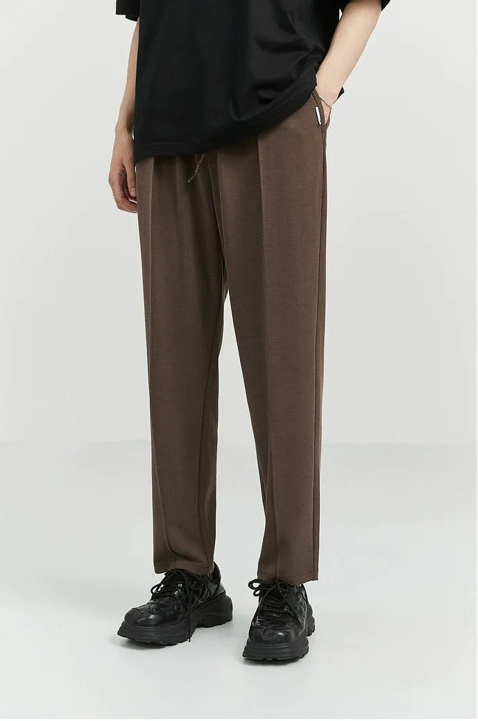 Slim Pleated Tapered Trousers with Pockets