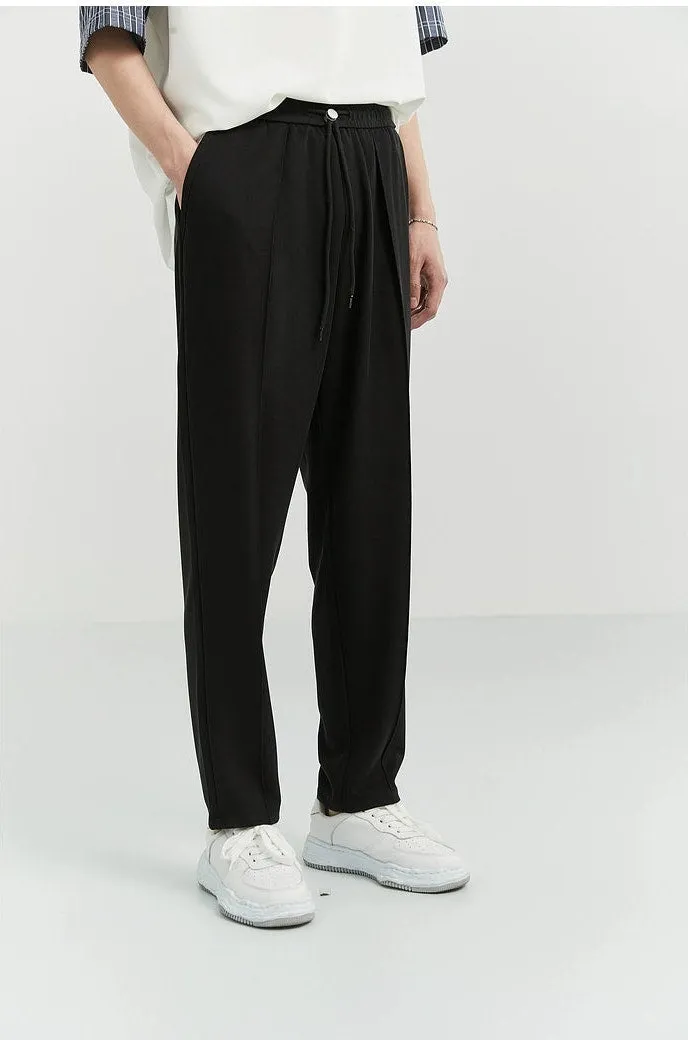 Slim Pleated Tapered Trousers with Pockets