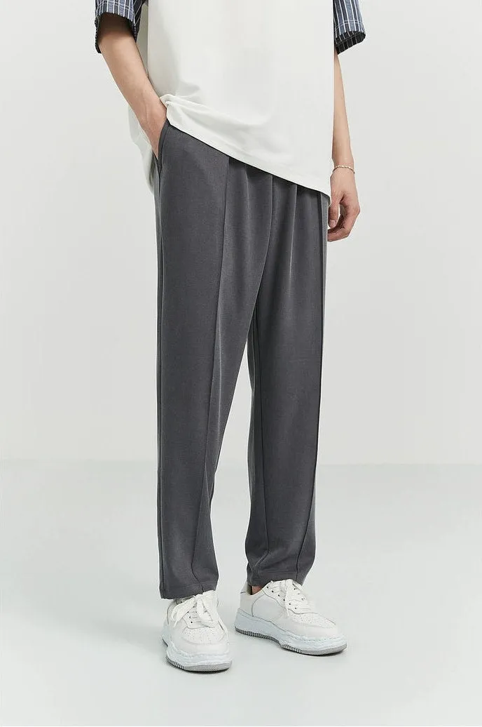 Slim Pleated Tapered Trousers with Pockets