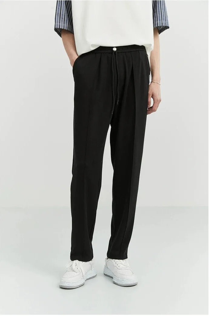 Slim Pleated Tapered Trousers with Pockets