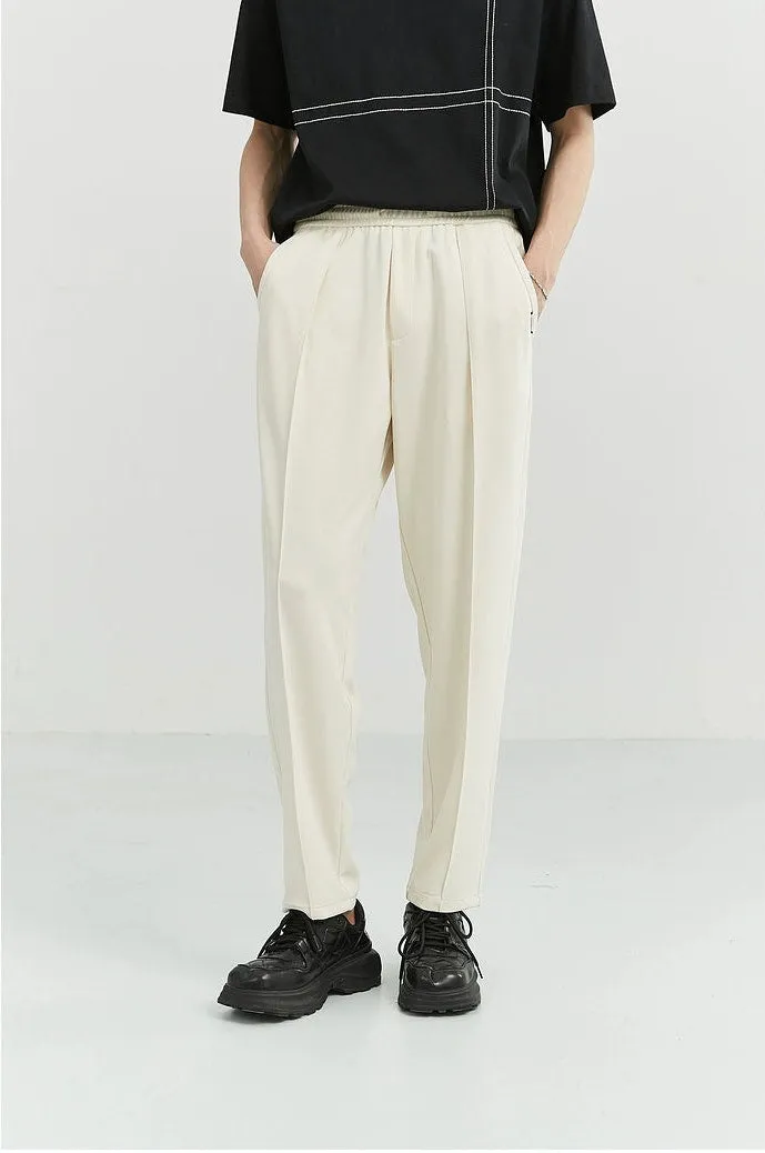 Slim Pleated Tapered Trousers with Pockets