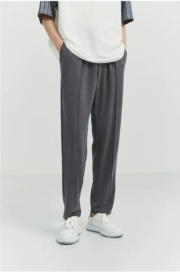 Slim Pleated Tapered Trousers with Pockets