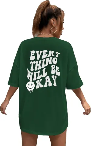 SOLY HUX Women's Oversized T Shirts Graphic Tees Letter Print Casual Trendy Summer Loose Tops