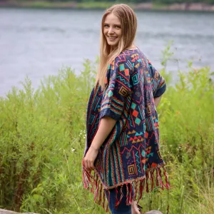 Southwest Fringe Cardigan- Pink/Blue