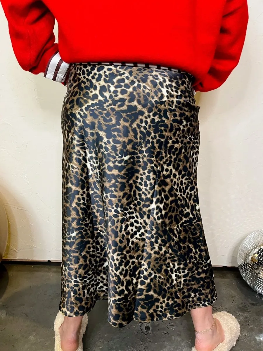 Street Chic Leopard Print Midi Skirt