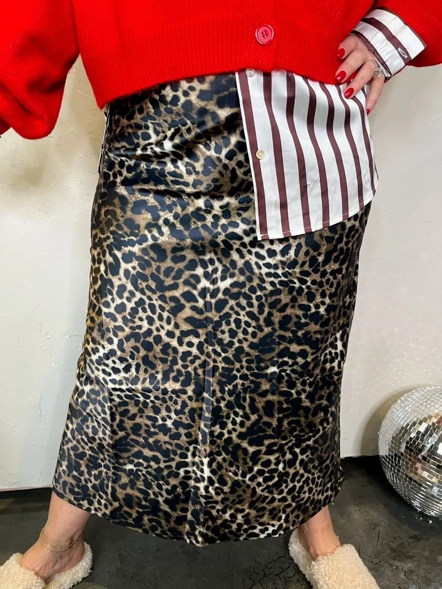 Street Chic Leopard Print Midi Skirt