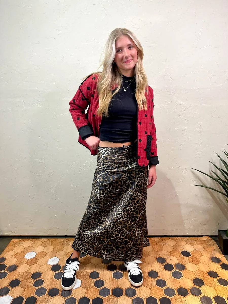 Street Chic Leopard Print Midi Skirt