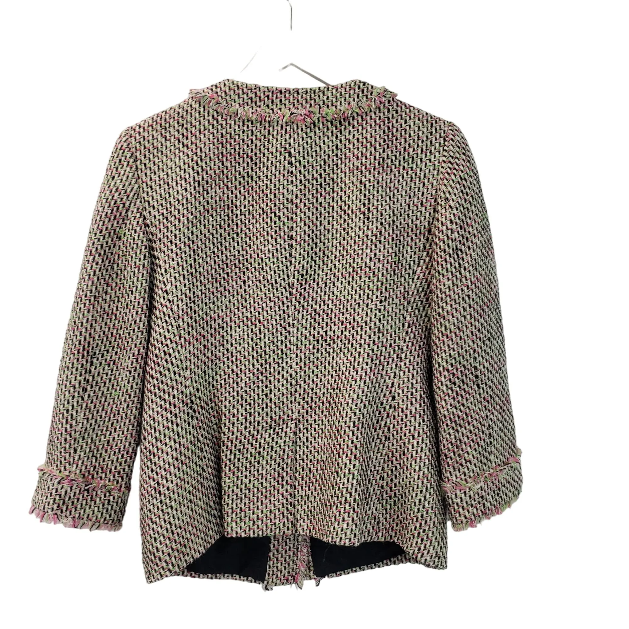 Talbots Tweed Blazer Jacket with Fringe Trim Size 4