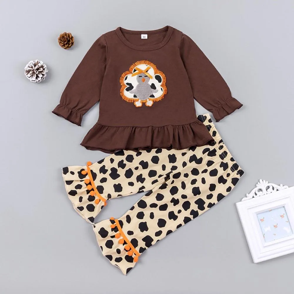 Toddler Girls Little Bird Printed Top & Pants Baby Girl Clothes Wholesale