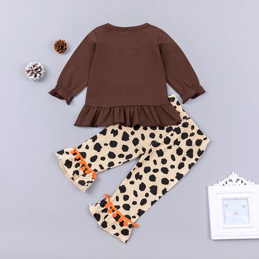 Toddler Girls Little Bird Printed Top & Pants Baby Girl Clothes Wholesale