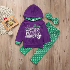 Toddler Girls Mermaid Hooded Long Sleeve Top & Pants Girl Wholesale