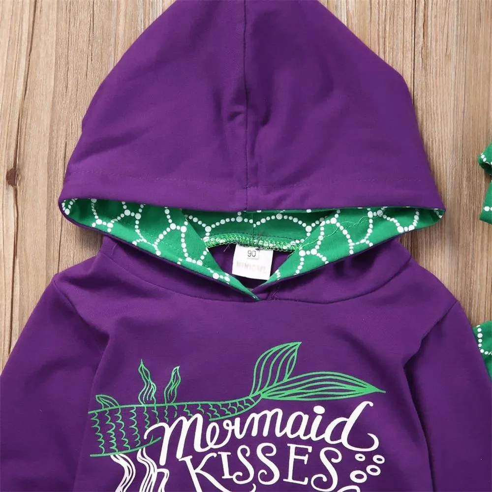 Toddler Girls Mermaid Hooded Long Sleeve Top & Pants Girl Wholesale