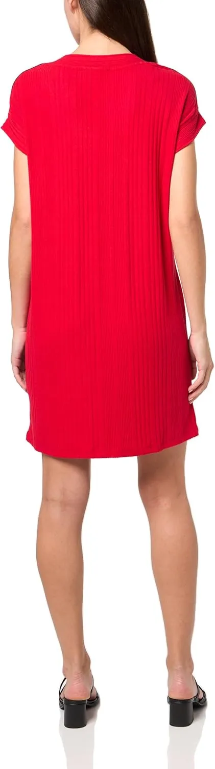 Tommy Hilfiger Women's Solid Short Sleeve V-Neck Sportswear Dress