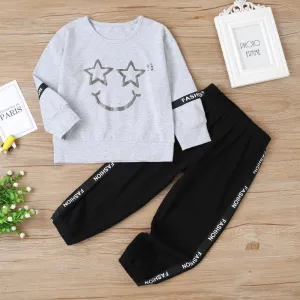 Unisex Star Smiley Face Long Sleeve Top & Pants Kids Fashion Wholesale