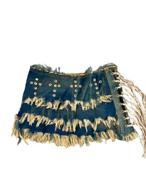 Upcycled Bespoke Denim Eyelet Skirt (S)