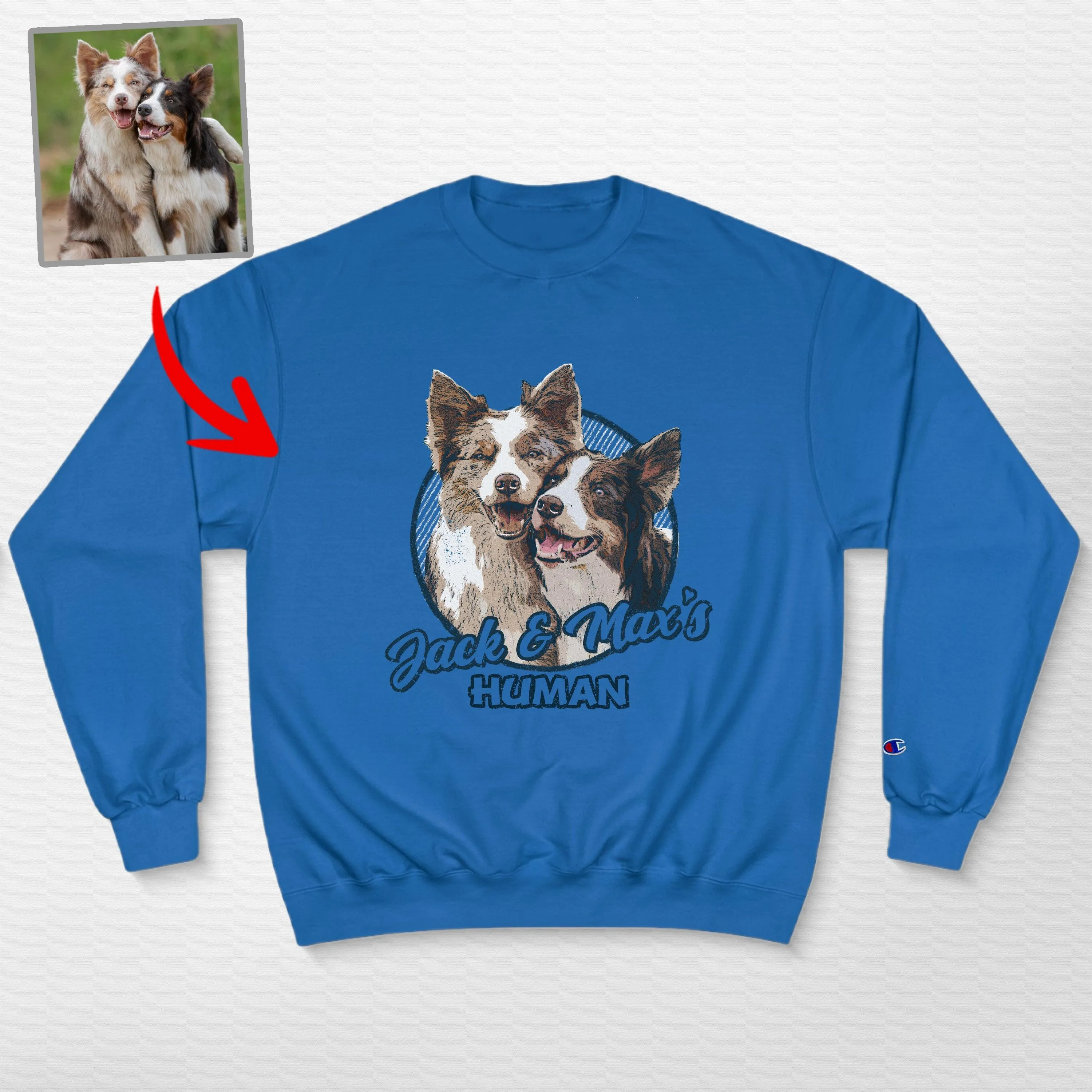 Vintage Custom Dog Portrait Champion Sweatshirt for Dog Lovers