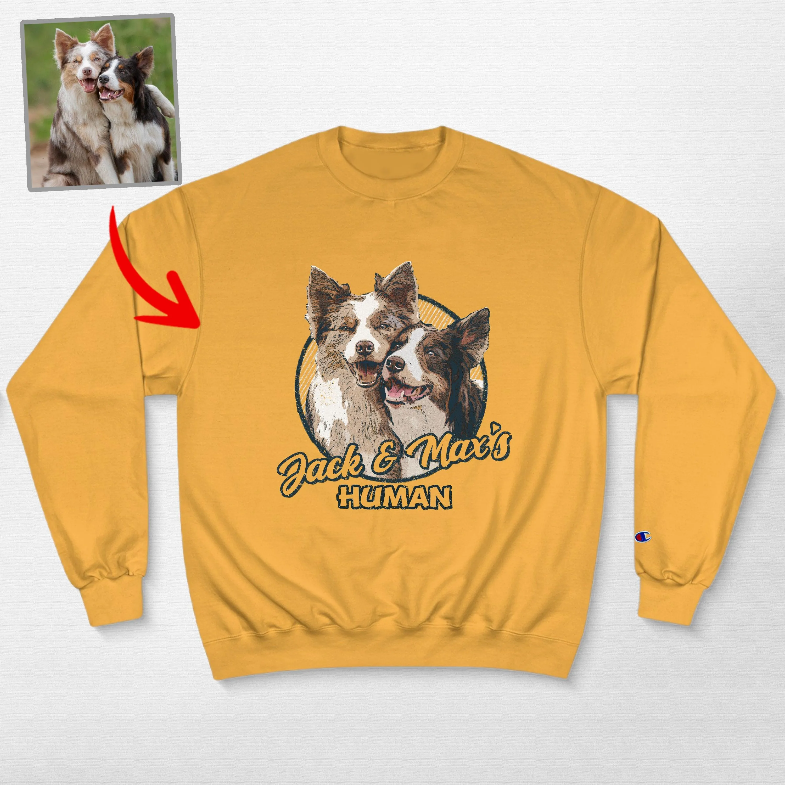 Vintage Custom Dog Portrait Champion Sweatshirt for Dog Lovers
