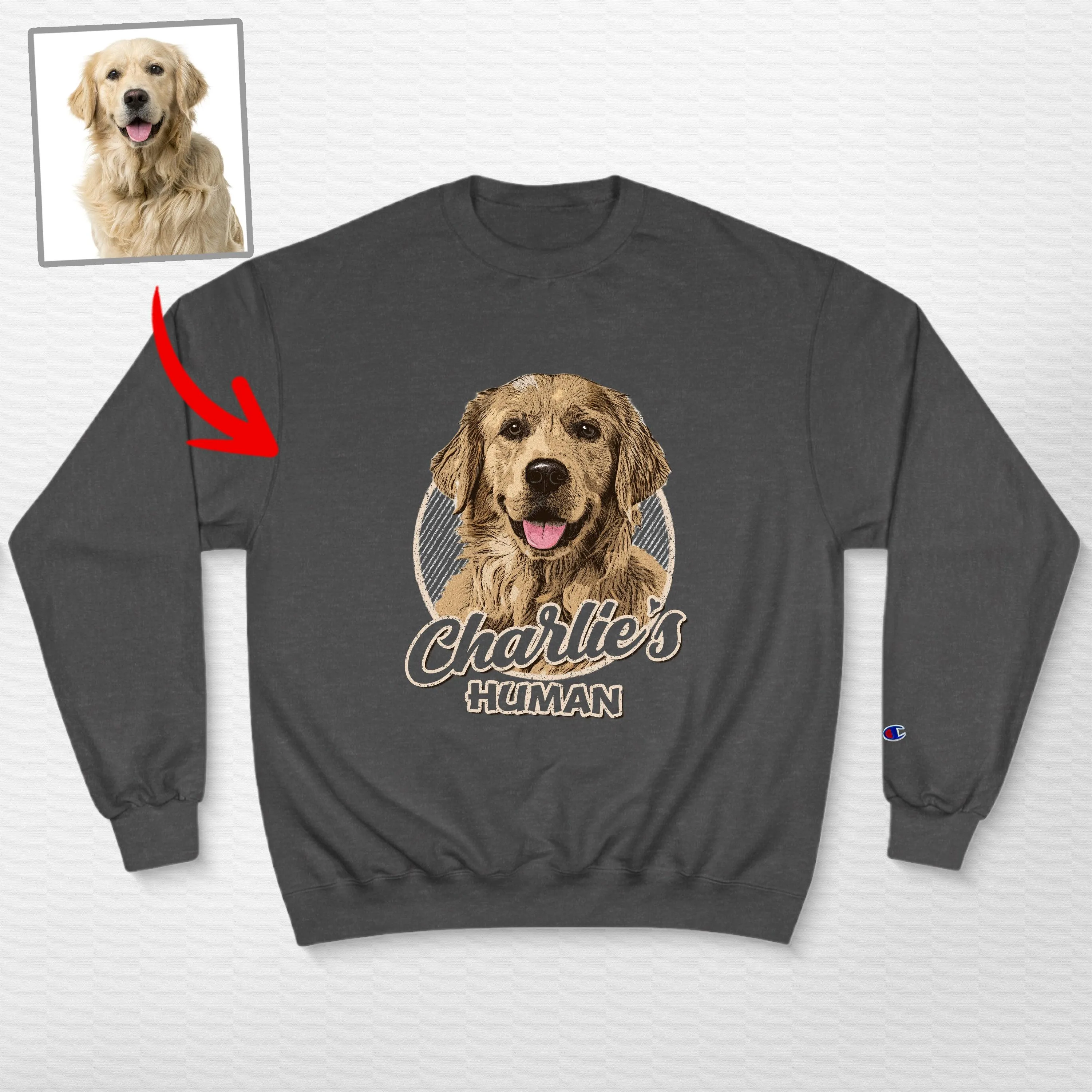 Vintage Custom Dog Portrait Champion Sweatshirt for Dog Lovers