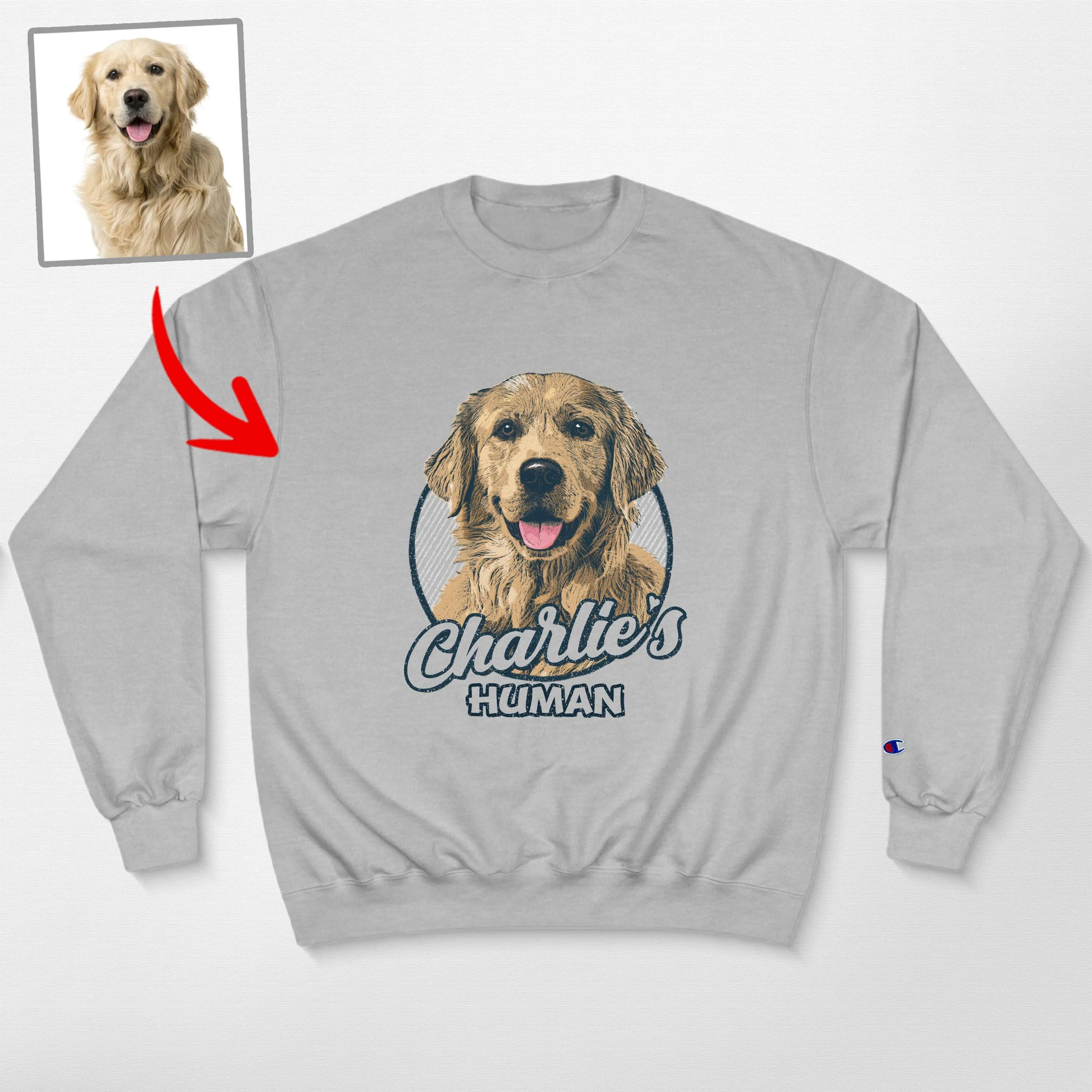 Vintage Custom Dog Portrait Champion Sweatshirt for Dog Lovers