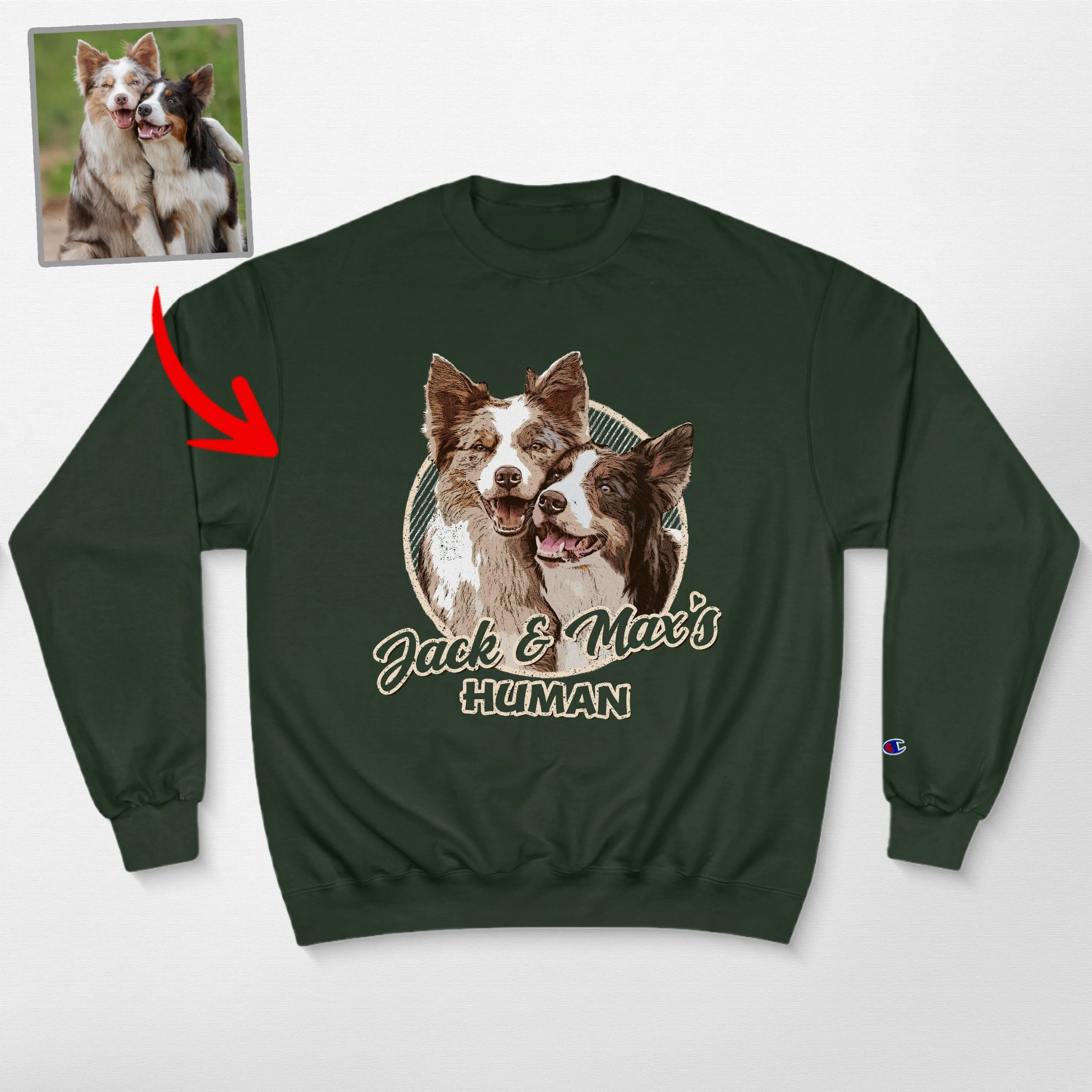 Vintage Custom Dog Portrait Champion Sweatshirt for Dog Lovers