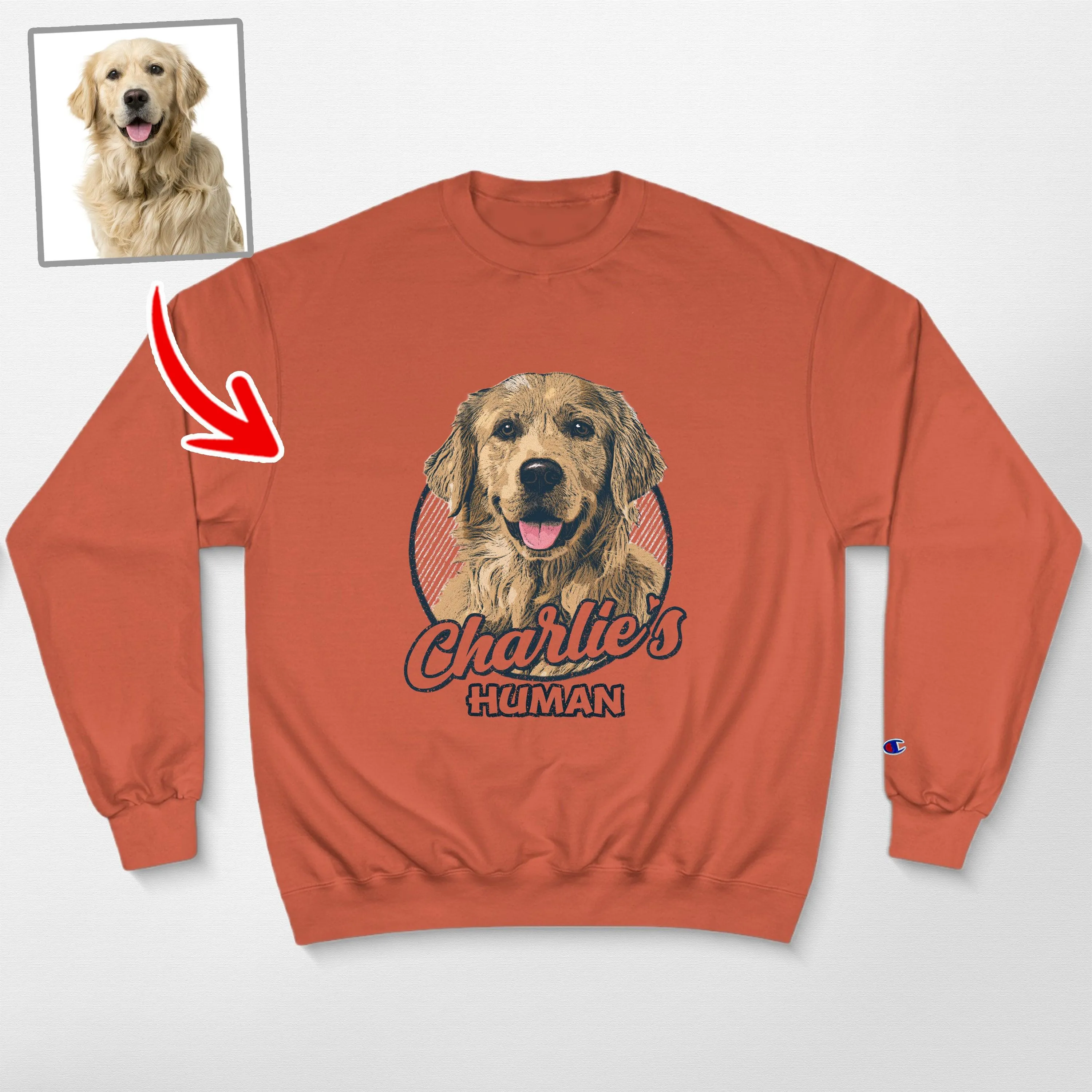 Vintage Custom Dog Portrait Champion Sweatshirt for Dog Lovers