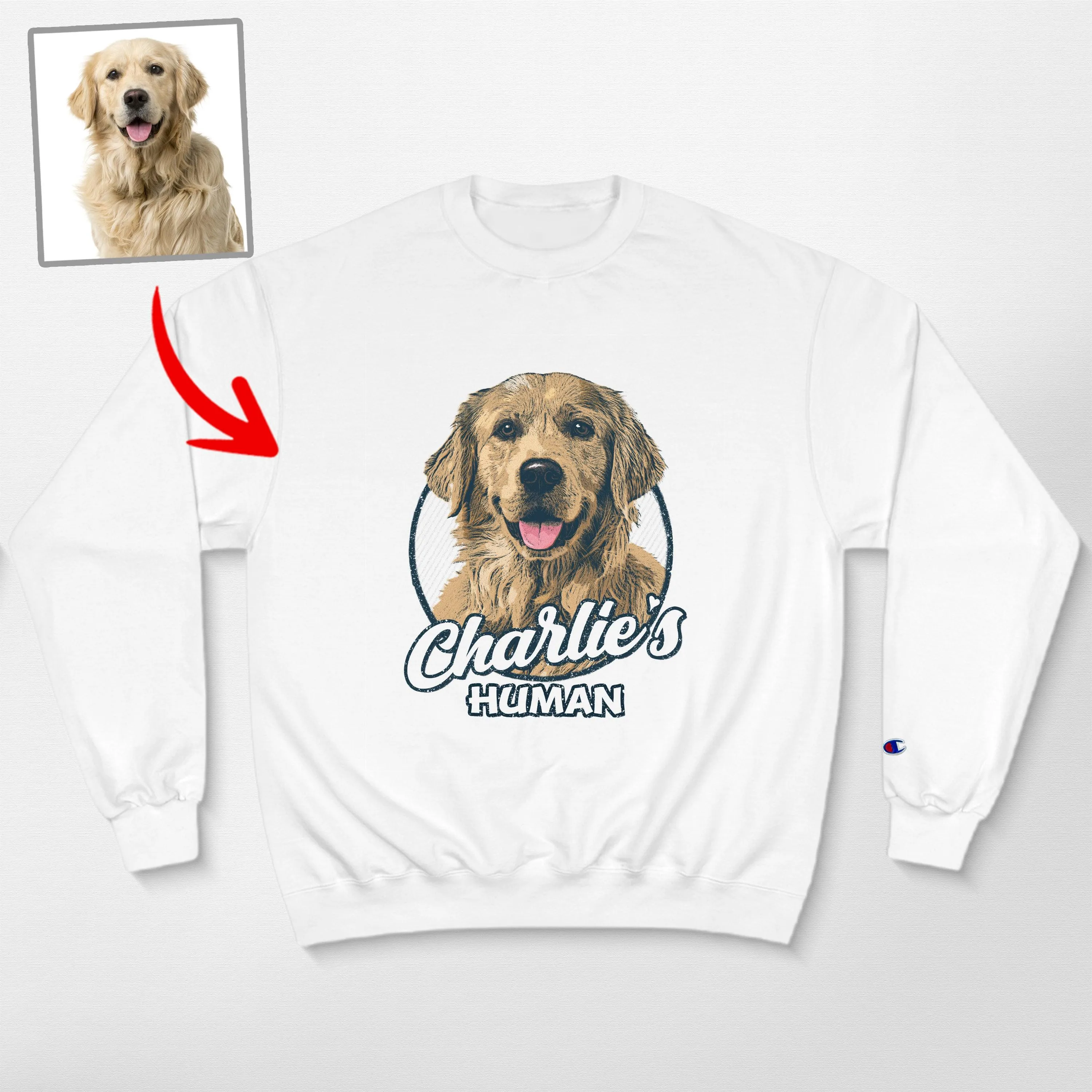 Vintage Custom Dog Portrait Champion Sweatshirt for Dog Lovers