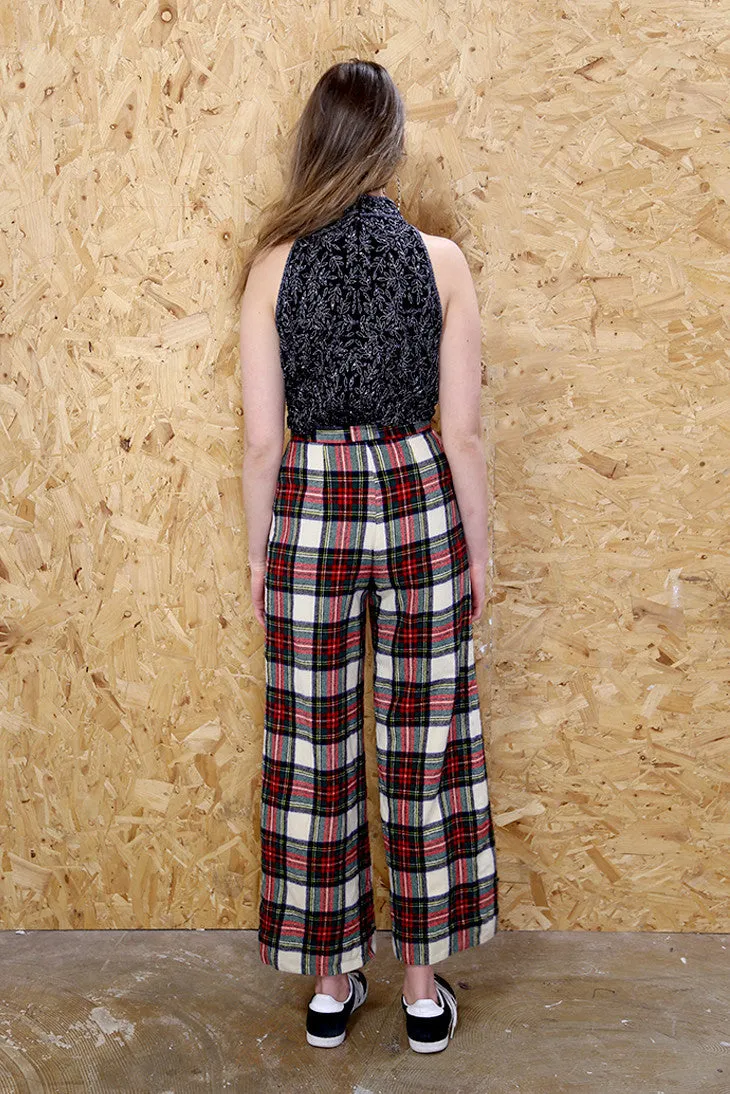 Wide Leg Tartan Trousers