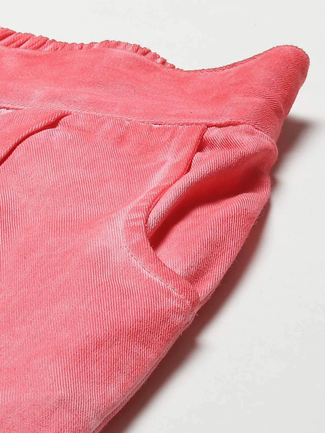 Women Pink Twill Pigment Wash Straight Pants