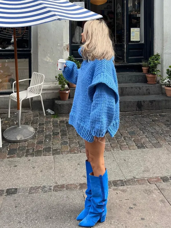 Women's Chic Pullover Fluffy Long Sleeve Turtleneck Sweater