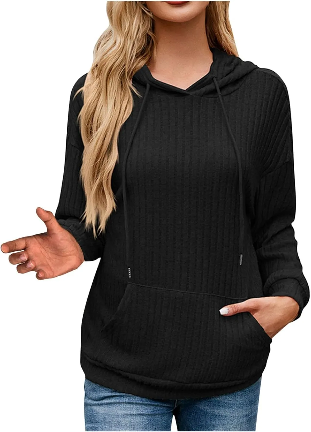 Womens Striped Oversized Hoodie Long Sleeve Fleece Drawstring Sweatshirts 2024 Casual y2k Fall Pullover Top Trendy