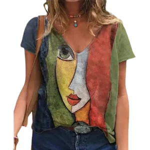 Women's Summer Casual Oversize V Neck T shirt
