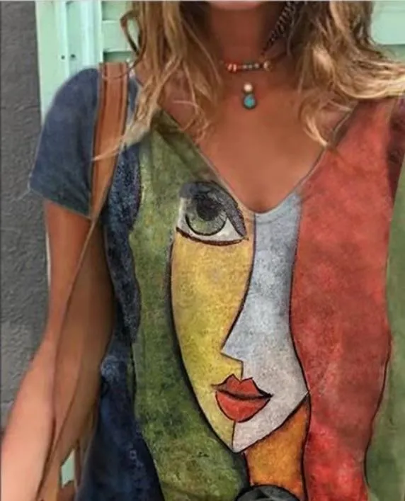 Women's Summer Casual Oversize V Neck T shirt