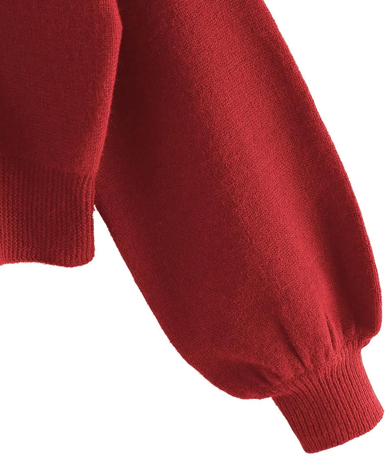 ZAFUL Women's Cropped Sweater V-Neck Long Sleeve Crop Sweater Pullover Jumper Knit Top